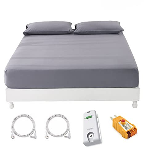 Erdungs-Spannbettlaken-Set für King-Size-Betten, 38,1 cm tiefe Tasche, Erdungs-Produkt-Tester + US-Auslass-Checker
