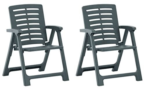 Rillbus Gartenstühle 2er Set Terassenstühle, Balkonstühle Gartensessel Balkonmöbel Terrassenmöbel Relaxsessel, Kunststoff 56x59x82cm