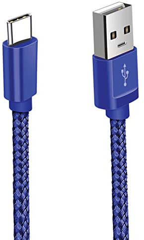 USB C Cable Fast Charging Type C Cable 3A Compatible with Samsung Galaxy S10 S9 S8 Plus Note 9 8, Huawei, Moto Z Z2, LG V30 V20, Nylon-Braided-Blue (3M)