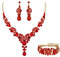 EVER FAITH Kristall Schmuckset Hochzeits Braut Art Deco Floral Teardrop Halskette Ohrringe und Armband Set Gold-Ton Rot
