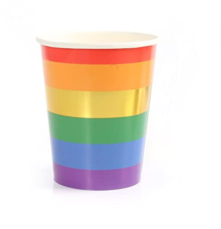 Rainbow Pride Cups - Pack of 10 Rainbow Colour Paper Cups - Perfect Accessory for Pride Month, Pride Marches and Pride Events
