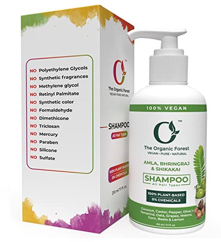 Plant Based Daily Use Shampoo - Amla, Bhringraj & Shikakai Shampoo - Sulfate & Paraben Free | Amla Oil, Vegan, Gentle Cleansing - Indian Ayurveda Hair Care Routine Shampoo - Men & Women Shampoo