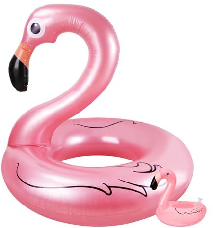 Oziral Aufblasbar Flamingo Schwimmring, Flamingo Schwimmreifen Pool Spielzeug Schwimmbad Schwimmer Outdoor Party Strand Floß Spielzeug Kommt mit Patch-Kit Geeignet für Erwachsene und Kinder rosa