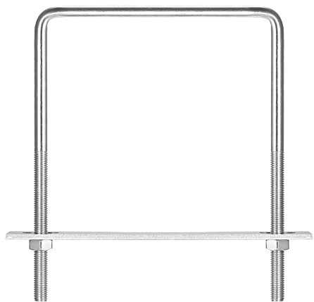 sourcing map Square U-Bolts, 152mm(5.98) Inner Width 200mm Length M10 304 Stainless Steel U Clamp Bolt with Nuts and Plates, for Boat Trailer