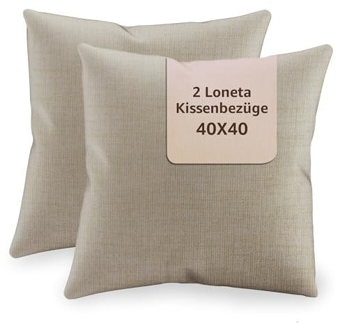 SONIT - Kissenbezug 40x40 cm - Sofa Kissen, Deko Kissenbezüge für Wohnzimmer und Schlafzimmer - 2er-Set - Made in Italy - Beige