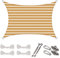 CelinaSun Sonnensegel Set Befestigung V2A Basic HDPE Rechteck 4 x 6 m Streifen sandbeige weiß Sonnenschutz atmungsaktiv