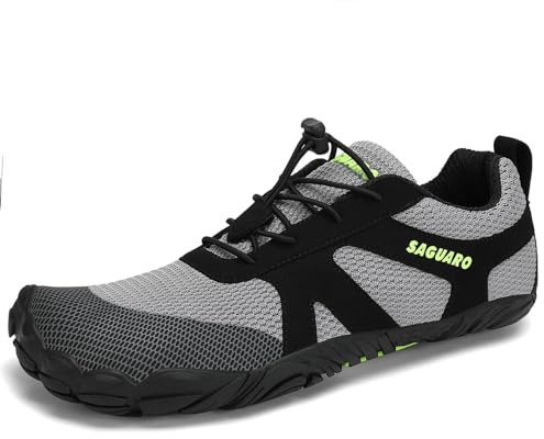 SAGUARO Barfußschuhe Herren Barfussschuhe Damen Barfuss Schuhe Zehenschuhe Outdoor Fitnessschuhe rutschfest Traillaufschuhe Barefoot Shoes mit Zero-Drop Solhe Dim Grau, Gr.39 EU
