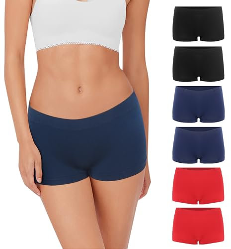 Lakpoau Boxer Femme Shorty Femmes Panty sans Couture Culottes Shorts Caleçon Shorty Seamless Culotte Femme Caleçons Pantys Femmes Hotpants Lot de 6 UN3 L/XL