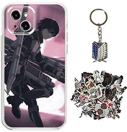 Staremeplz Compatible with iPhone XR Case Attack -on Titan Anime Design [With Keychain and 50pcs Stickers] Cartoon Transparent Soft Silicona Case for iPhone XR