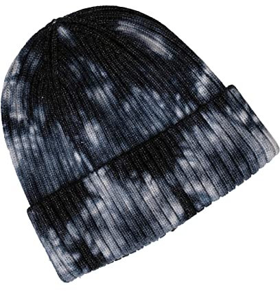 Mütze Damen Winter Einfacher Batik-Patchwork-Wollhut im japanischen Stil für Herren und Damen im Herbst und Winter (Black, One Size)