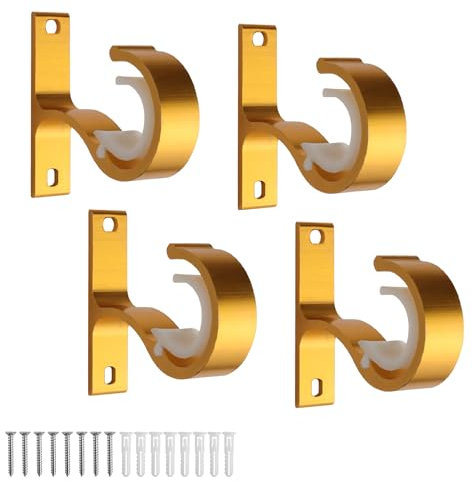 KINHARD Supporti per Bastoni Tende, 4 Pezzi Bastoni per Tende a Soffitto, Staffe per Tende in Metallo, Supporti per Tende, per Asta per Tenda Asta Appendiabiti