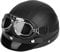 Ejoyous Synthetic Leather Open Face Half Helmet with Visor U V Goggles for Motorcycle, Scooter (Black)