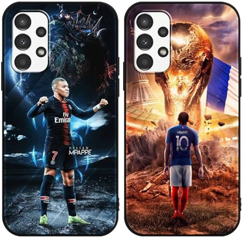 [2 Stück] Schutzhülle für Samsung Galaxy A13 4G Hülle 6,6,Handyhülle Sport Fußball Legend Player Muster Design TPU Silikon Stoßfest Kratzfest Junge Jungen Bumper Cover Case für Samsung A13,M6