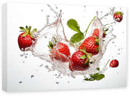 CXHOSTENT Küche Leinwand Wandkunst Wasser Spritzen Gemüse Bilder Lebensmittel Malerei Druck Moderne Kunstwerk Dekor Rahmen (Obst - 2, 40.00 x 60.00 cms)