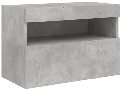 vidaXL Meuble TV Mural avec Lumières LED, Armoire de Télévision Suspendue avec Rangement, Meuble Télé Flottant, Moderne, Gris Béton Bois d'Ingénierie
