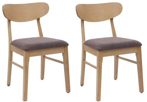 Mendler 2er-Set Esszimmerstuhl HWC-M59, Küchenstuhl Stuhl, Stoff/Textil Massiv-Holz - helles Gestell, Taupe