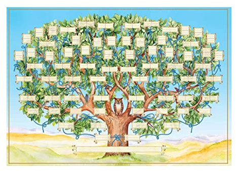 Tableau d'arbre généalogique à remplir, 40,6 x 61 cm, affiche généalogique de 6 générations, tableau d'ascendance vierge à remplir, cadre photo d'arbre généalogique, décoration murale, tableau