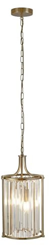 Licht-Erlebnisse Hängelampe Kristall Art Déco Ø 26 cm H: max. 1,5 cm für 2x E14 Jugendstil Metall Glas Pendelleuchte Esstisch Hängeleuchte Wohnzimmer
