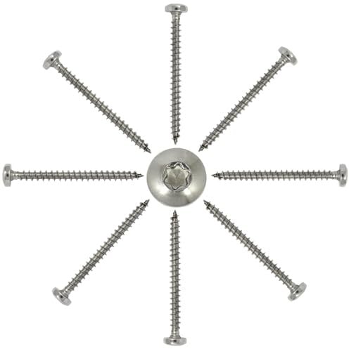 50 Stück Spanplattenschrauben mit verstärktem Rundkopf Vollgewinde aus Edlestahl A2 3,5 x 50 mm TX10 - Holzschrauben mit ETA Zulassung Linsenkopfschrauben Edelstahlschrauben A2 TORX I DIOS24®