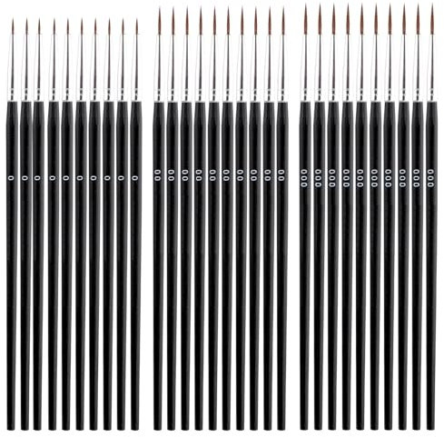 60pcs Pinceaux de Peinture de Détail, Pinceau à Pointe Fine avec 3 Tailles #0#00#000 Pinceaux de Peinture Miniatures pour Peinture Miniature en Classe Aquarelle Peinture Acrylique sur Visage
