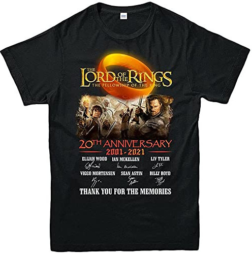 PANLON The LOTR of The Rings 20th Anniversary 2001-2021 T-Shirt Adventure Film Gift Top Black XXL