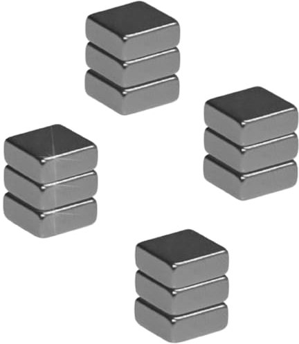 Floordirekt Magnete stark 12 Stück Neodym Magnet extra stark für Magnettafel, Whiteboard, Glasboard, Mini Kühlschrankmagnete starker Halt 10x10x4mm Quader, Silber