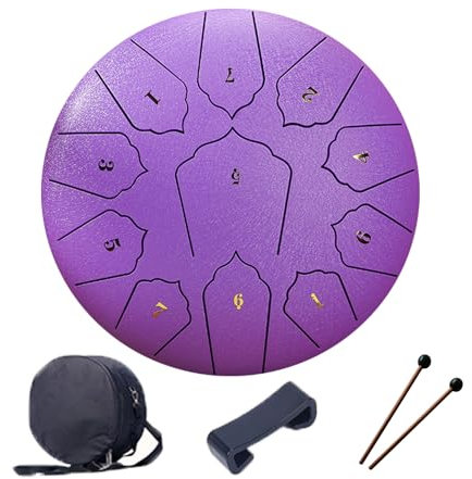 MEOYCHB Stahlzungentrommel,10 Zoll Steel Tongue Drum,11 Noten,Zungentrommel Scheibentrommel Handtrommel HandPan Drum mit Drumsticks/Tragetasche,für Klangheilung, persönliche Meditation