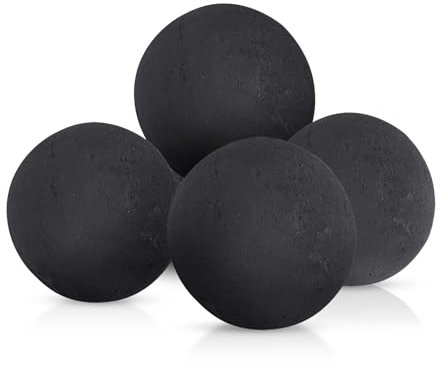 Set di 4 palline di fuoco rotonde in ceramica, 15,2 cm, riutilizzabili, per interni ed esterni, per braciere o camino, nere