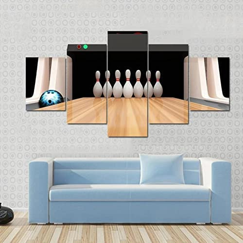 Leinwanddrucke,Modulare Wandkunst Wandaufkleber,5 Teiliges Wandbild, Bowling Im Stadion Ohne Rahmen 100 X 50 Cm Wohnzimmer, Schlafzimmer, Büro, Hotel, Wandkunst, Wandbild, Poster, Foto, Heimdekoratio
