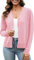 Yommay Cardigan da donna a maniche lunghe aperto davanti all'uncinetto cardigan leggero casual alla moda da donna morbido capispalla elegante, rosa chiaro, 3XL/plus