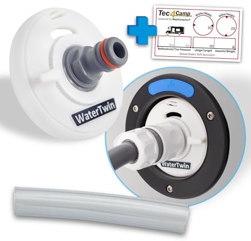 MaJoCompTec® WATERTWIN Tankdeckel mit Wasseranschluss | Wassertankdeckel Befülladapter für Wassereinfüllstutzen | Wohnmobil Wohnwagen Zubehör (ECO-Version, Adapter 3-PIN D:78)