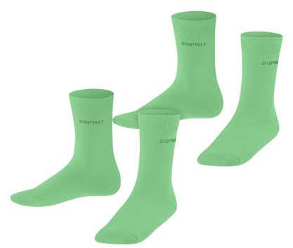 ESPRIT Unisex Kinder Socken Foot Logo Multipack K So Baumwolle einfarbig 2 Paar, Grün Spring Bud 7521, 31-34