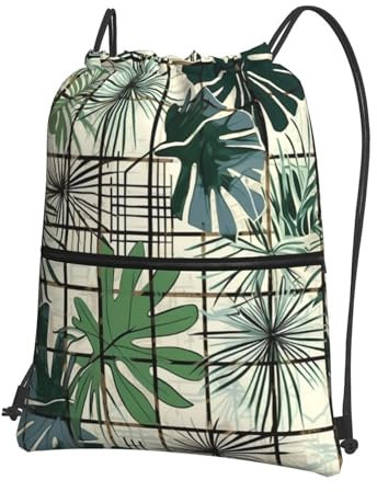 yomeeaaaa Rucksack mit Kordelzug, Turnbeutel, Kordelzugbeutel, modernes Muster, Kordelzugbeutel für Reisen, Schwarz , One size