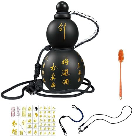 Borraccia a forma di zucca, 800 ml, per sport e viaggi, per palestra e viaggi, borraccia per fan del gioco Black M-YTH Monkey King, kit di bottiglie d'acqua di zucca di ispirazione cinese retrò