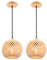 TOKTOP Lampes Suspendues en Bambou Naturel, 2 Pack Suspension Tissage de Rotin Lustre Rétro Plafonnier Hauteur Réglable pour Salon Chambre Couloir, 20CM