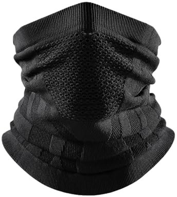 Balakaka Cache Cou Homme Femme Sport, Multifonctionnel Cache Cou Moto Polaire Hiver 40×22 cm, Hiver Coupe-Vent Cache Nez Ski Balaclava pour Moto Cyclisme, Noir