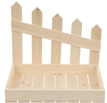 GoodFreshDecor Holzkiste Weihnachten Kiste Korb Adventskiste Mit Zaun 40 x 26 x 35 cm Deko Holz Geschenkkorb Adventskalender Gesteck Kiefernholz Tannenholz - Natur