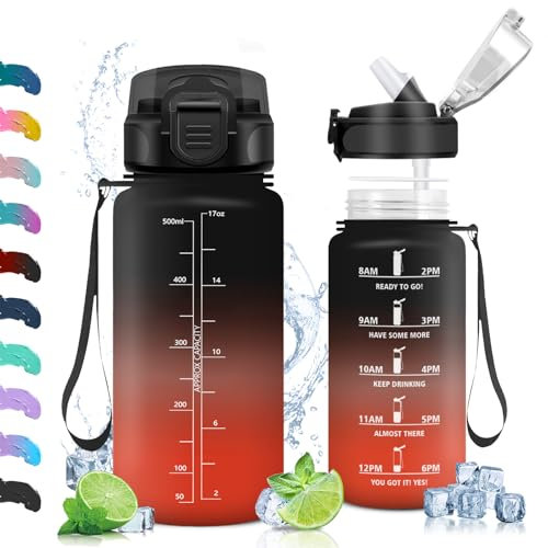 Vikaster Borracce Bambini, 500ml Borraccia con Cannuccia, Borraccia Senza BPA & Prova di Perdite, Borraccia Sportiva per Bambini Scuola, Bici, Palestra, Ufficio, Yoga, Trekking, Outdoor