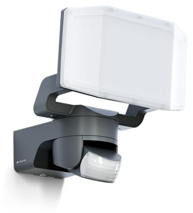 Steinel LED Strahler XLED Protect S Anthrazit, 180°/10 m Bewegungsmelder, Panorama Flutlicht, LED Panel voll schwenkbar, 14.3 W, IP54