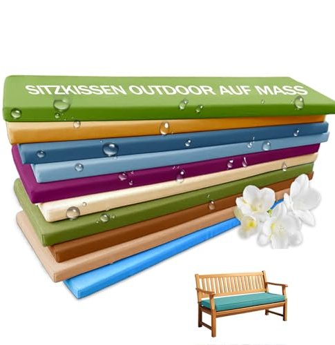 Aocase Sitzauflage Bank, Bankauflagen, Bankauflage Nach Maß, Bankauflage Outdoor Wasserfest, Sitzkissen FüR TerrassenstüHle, Wasserdichter Stoff Sitzpolster Mit rutschfeste Schnalle (Dicke 4 cm)