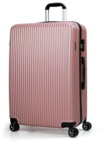 FOSANI Large Suitcase |Aluminium Telescopic Handle | Lightweight Hard Shell Suitcases |3 Digit Combination Lock | 4 Silent Dual Spinner Wheels (Rose Gold, Large 28'')