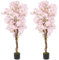 COSTWAY Árbol Artificial de Flores de Cerezo de 150 cm, Planta Falsa con Flores Rosas en Maceta de Vivero, Árbol de Flor Artificial, Planta Floral, Decoración para Hogar Porche Fiesta