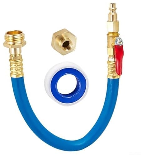 Aprilsunnyzone Wohnmobil-Sprinkler-Adapter mit Absperrventil, 30,5 cm, Luftschlauch, Schnellanschluss, Armaturen für Camper, Boote, Garten, Winterset