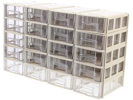 IMIKEYA Drawer Type Electronic Component Storage Box Set 20pcs Small Plastic Buttons and Screws Organizing Containers for Home Office Classification Grey Shell