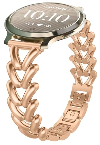 VanHooc Armband für Garmin Lily 2,Metall Ersatzband Damen Armband, Rosegold | Smartwatch Schnellverschluss Watch Uhren Ersatzband für Garmin CIRQA Smart Band / Lily 2 Active / Sport / Classic