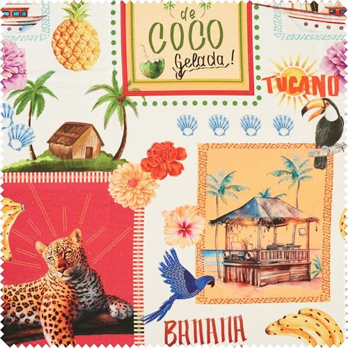 Globaltex Baumwollstoff Agua de Coco Motivstoff Breite 140 cm Motivgröße 5-36 cm Sommer 100% Baumwolle waschbar Meterware