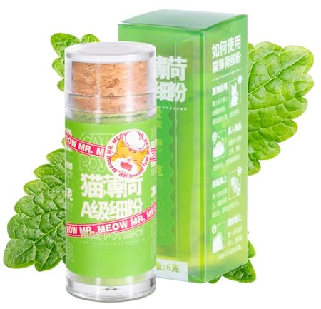 Générique Poudre De Cataire pour Chats,6 g Poudre d'à Chat | Friandises Naturelles à la Cataire | pour Le Bien-être des Chats d'Intérieur de Race Moyenne et Grande