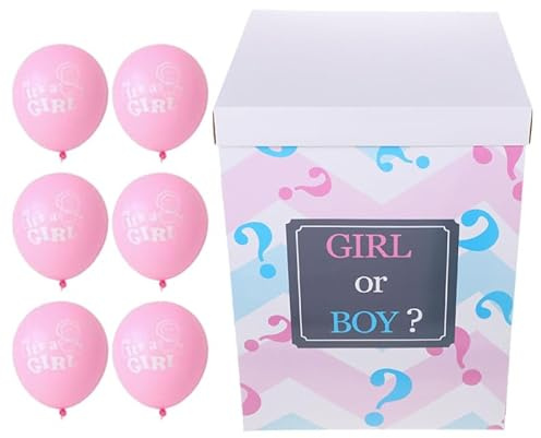 Homoyoyo Juego de cajas de globos de revelación de género, globos rosas y para decoraciones de ducha, suministros de fiesta de divulgación de género para niños y