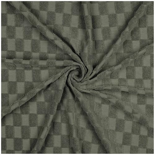 Jacquard-Frottee Karomuster ab 0,5m x 155cm unifarben Baumwolle Frotteestoff 3 Farben