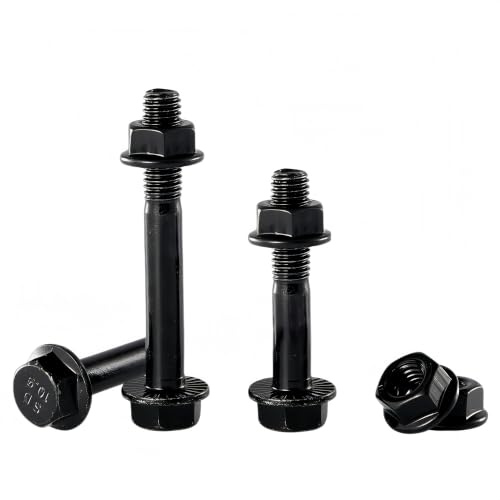 RAYGOODA Set di viti a flangia M8-1,25 x 65 mm, con dado (6 set), classe 10.9, acciaio in lega di zinco, filettatura parziale, autobloccante e resistente alle vibrazioni